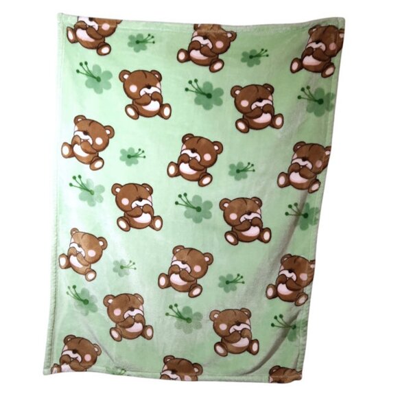 Binks & Books Brown Bear Green Security Lovey Blanket 37" X 29" - Picture 2 of 4